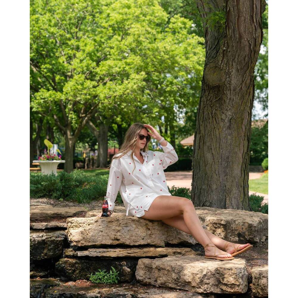 NEW DAY + MOON star embroidered woven relaxed shorts in white - Picture 6 of 7